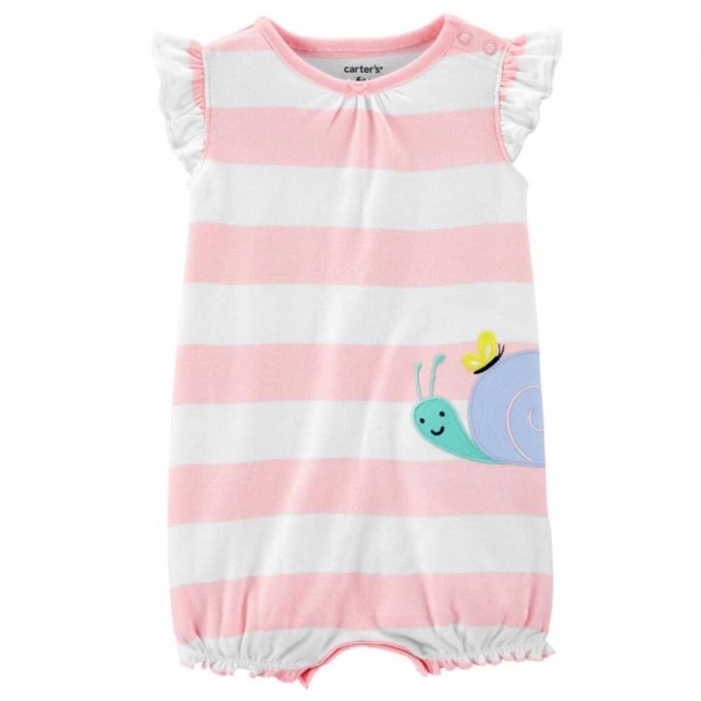 Carter's Pink/White Striped Snail Romper 3m